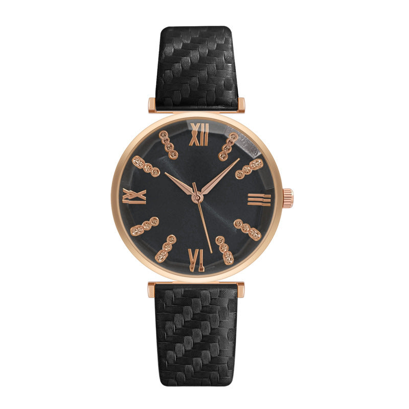 Women’s Black Leather Quartz Casual Watch