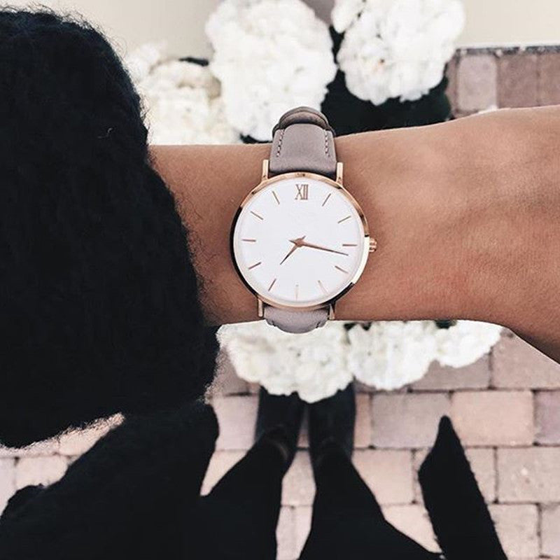 Women’s Minimalist Leather Quartz Watch